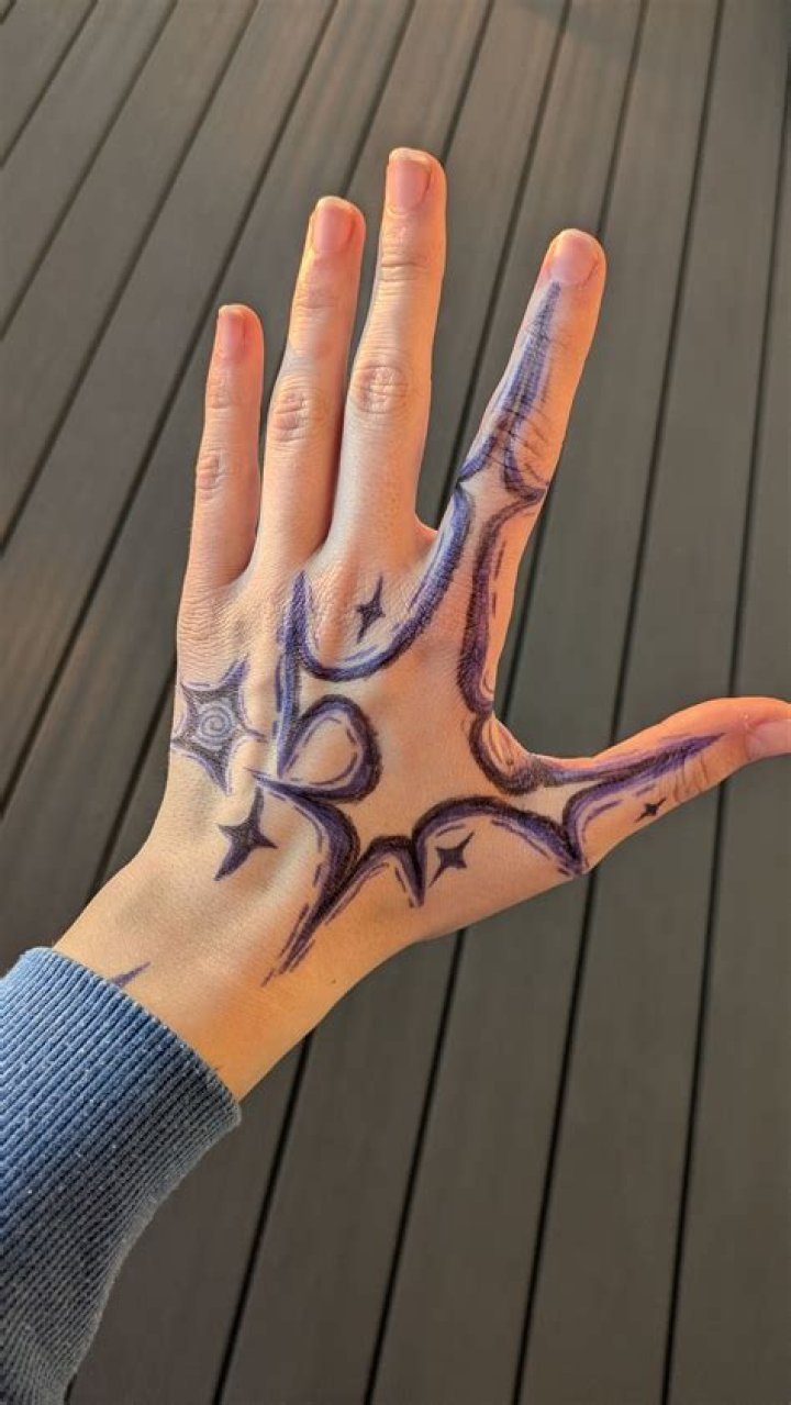 drawing on hands with pen