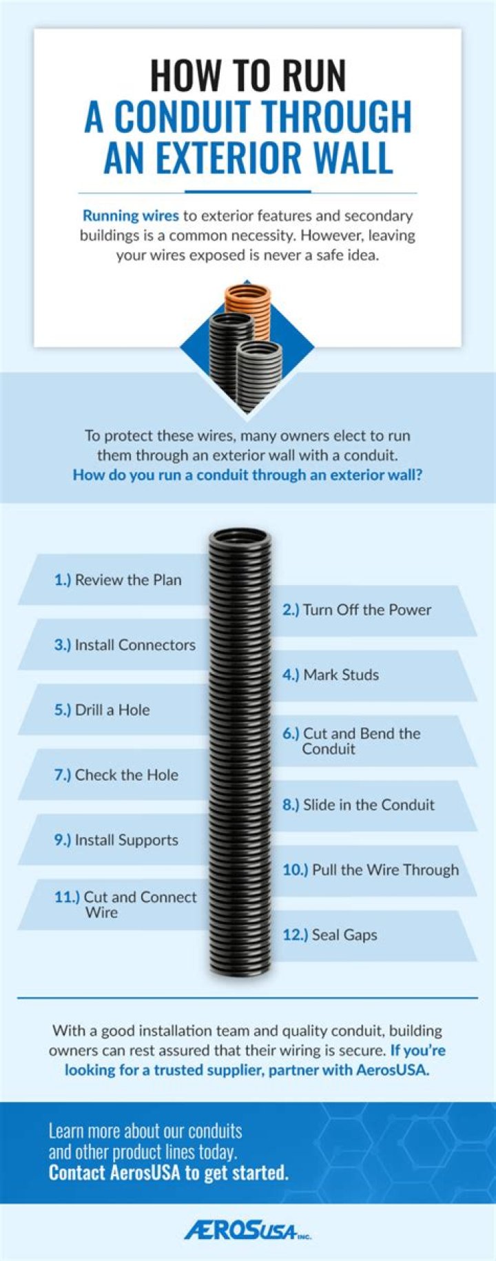 how to run conduit through exterior wall