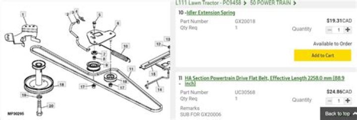 john deere l110 parts