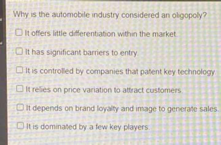 why is the automobile industry considered an oligopoly